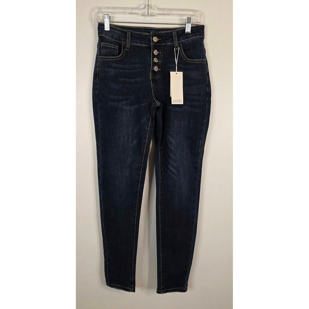 Fashion Classics Dark Wash High Rise Button Fly Skinny Jeans Size 6 NWT